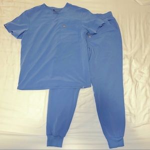 Figs Large Cell Blue Leon Two-Pocket Scrub Top & Tansen Jogger Scrub Pant